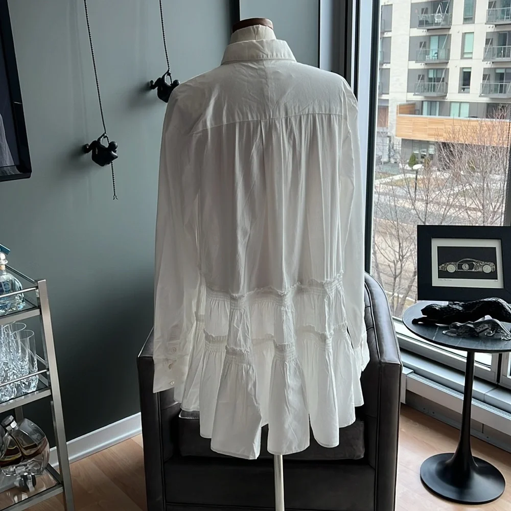 New Free People Billie Pleated Tiered Mini Dress in White - Picture 5 of 6